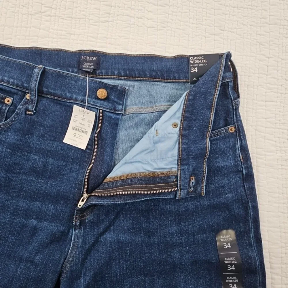 J. Crew Classic Wide-Leg Jeans Women's 34 (W37 x L30) Dark Wash NEW NWT Stretch - Picture 15 of 16